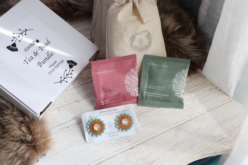 NEW Summer Tea & Bead Bundle (Moose Hide + Complete Sewing & Beading Kit + Mother Earth Tea + Online Pre-Recorded Tutorial)