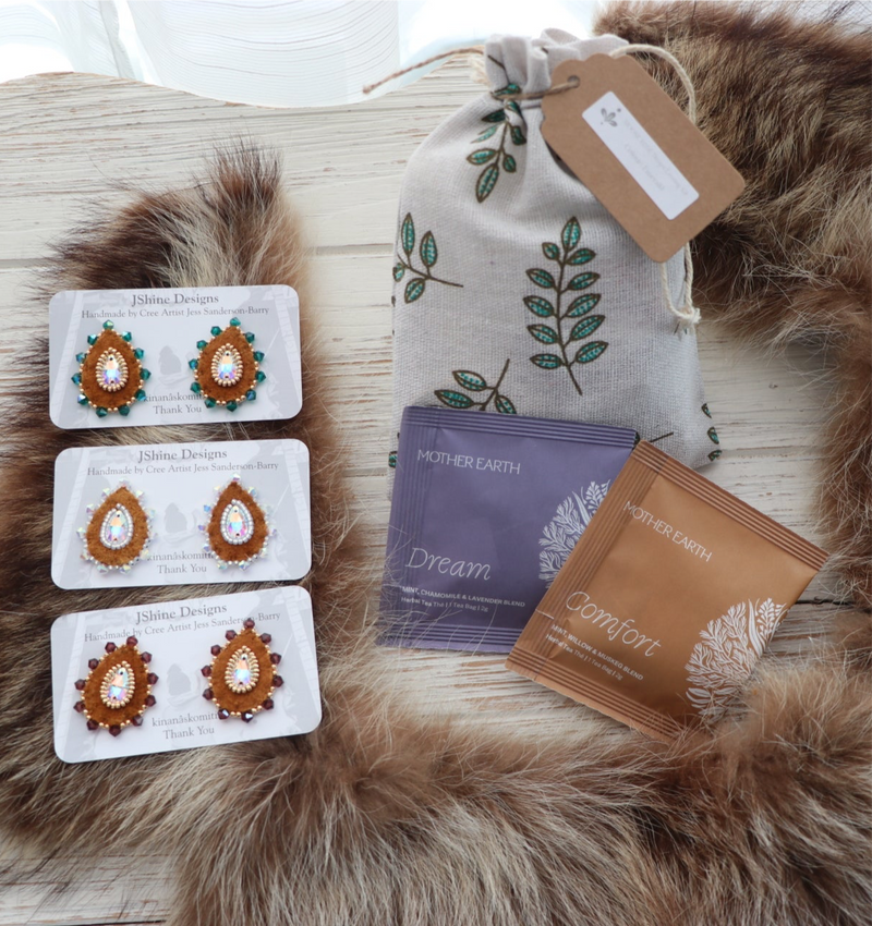 NEW• 3 Colours to Choose From 🌲Moose Drops Tea & Bead Bundle (Moose Hide + Complete Sewing & Beading Kit + Mother Earth Tea + Online Pre-Recorded Tutorial)