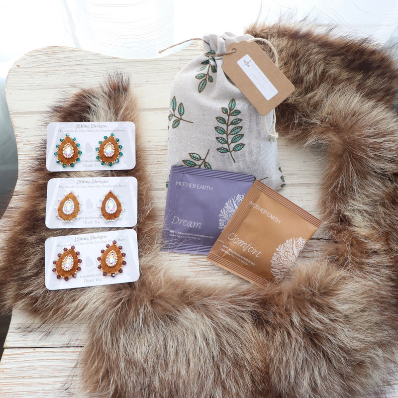 NEW• 3 Colours to Choose From 🌲Moose Drops Tea & Bead Bundle (Moose Hide + Complete Sewing & Beading Kit + Mother Earth Tea + Online Pre-Recorded Tutorial)