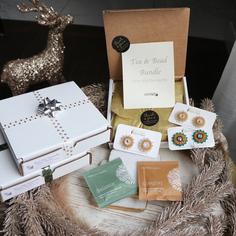 Tea & Bead Bundle (Moose Hide + Complete Sewing & Beading Kit + Mother Earth Tea + Online Pre-Recorded Tutorial)