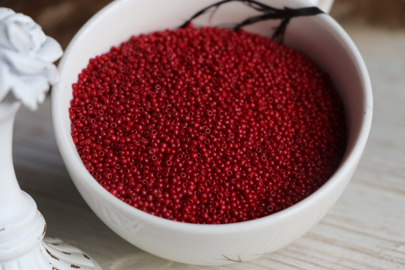 12/0 Vintage Venetian Seed Bead Cherry Red    (Appox. 22 Grams)